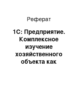 Реферат: 1С: Предприятие. Комплексное изучение хозяйственного объекта как системы