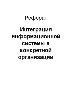 Реферат: Интеграция информационной системы в конкретной организации