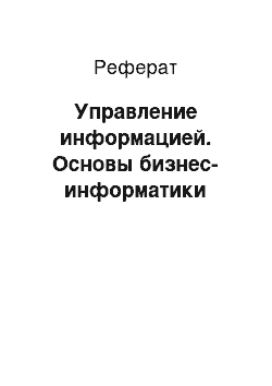 Реферат: Управление информацией. Основы бизнес-информатики