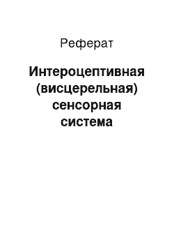 Реферат: Интероцептивная (висцерельная) сенсорная система