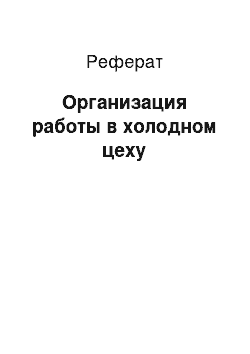 Реферат: Организация работы в холодном цеху