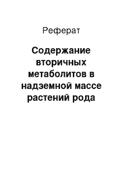 Реферат: Содержание вторичных метаболитов в надземной массе растений рода Monarda