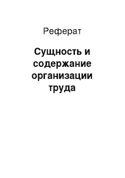 Реферат: Сущность и содержание организации труда