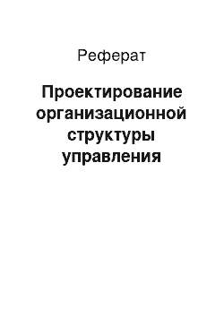 Реферат: Проектирование организационной структуры управления