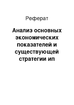 Реферат: Анализ основных экономических показателей и существующей стратегии ип «пазитиф»