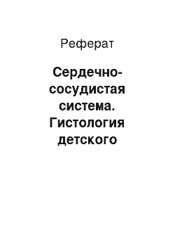 Реферат: Сердечно-сосудистая система. Гистология детского возраста