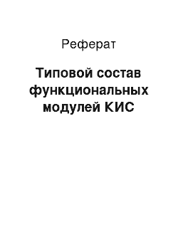 Реферат: Типовой состав функциональных модулей КИС