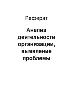 Реферат: Анализ деятельности организации, выявление проблемы