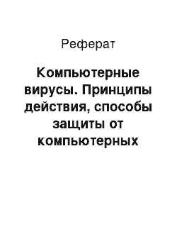 Реферат: Компьютерные вирусы. Принципы действия, способы защиты от компьютерных вирусов