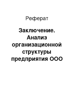 Реферат: Заключение. Анализ организационной структуры предприятия ООО "Касторама РУС"