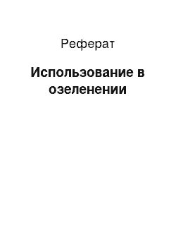 Реферат: Использование в озеленении