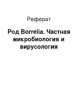 Реферат: Род Borrelia. Частная микробиология и вирусология