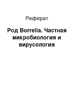 Реферат: Род Borrelia. Частная микробиология и вирусология