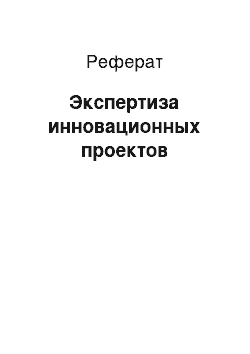 Реферат: Экспертиза инновационных проектов