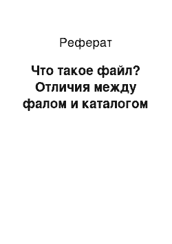 Реферат: Что такое файл? Отличия между фалом и каталогом