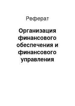 Реферат: Организация финансового обеспечения и финансового управления долгосрочными инвестициями