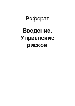 Реферат: Введение. Управление риском