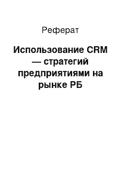 Реферат: Использование CRM — стратегий предприятиями на рынке РБ