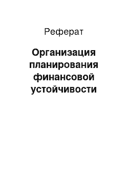 Реферат: Организация планирования финансовой устойчивости