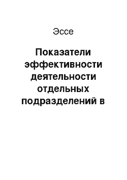 Эссе: Показатели эффективности деятельности отдельных подразделений в компании