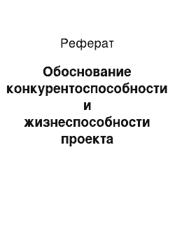 Реферат: Обоснование конкурентоспособности и жизнеспособности проекта