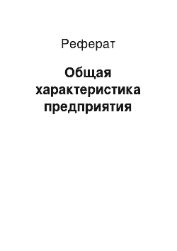 Реферат: Общая характеристика предприятия