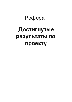 Реферат: Достигнутые результаты по проекту