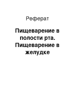 Реферат: Пищеварение в полости рта. Пищеварение в желудке