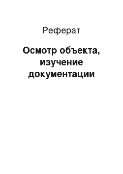 Реферат: Осмотр объекта, изучение документации