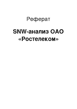 Реферат: SNW-анализ ОАО «Ростелеком»