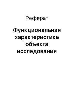 Реферат: Функциональная характеристика объекта исследования