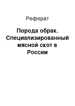 Реферат: Порода обрак. Специализированный мясной скот в России