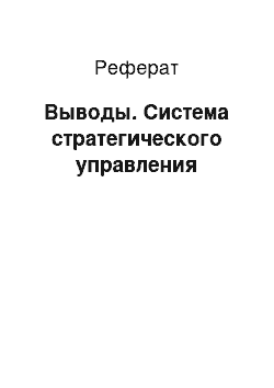 Реферат: Выводы. Система стратегического управления