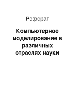 Реферат: Компьютерное моделирование в различных отраслях науки