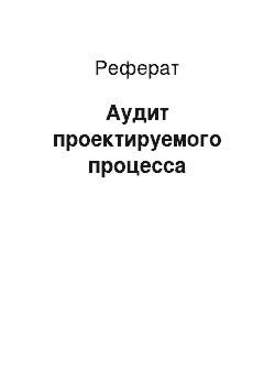 Реферат: Аудит проектируемого процесса