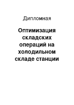 Дипломная: Оптимизация складских операций на холодильном складе станции Бекасово Московской железной дороги на примере МТЦФТО