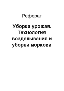 Реферат: Уборка урожая. Технология возделывания и уборки моркови