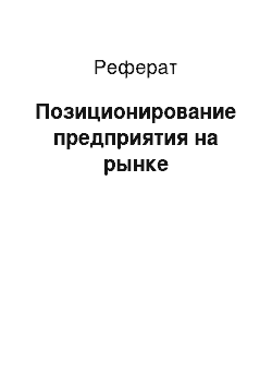 Реферат: Позиционирование предприятия на рынке