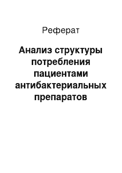 Реферат: Анализ структуры потребления пациентами антибактериальных препаратов