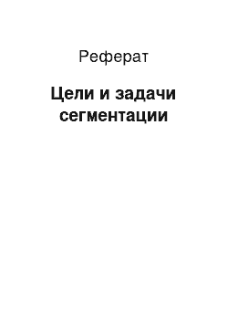 Реферат: Цели и задачи сегментации