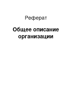 Реферат: Общее описание организации