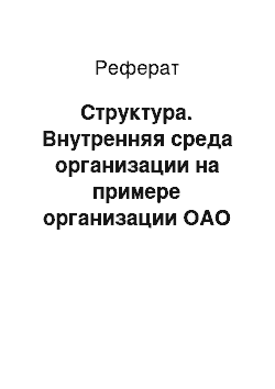 Реферат: Структура. Внутренняя среда организации на примере организации ОАО "Альфа-банк"