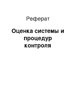 Реферат: Оценка системы и процедур контроля