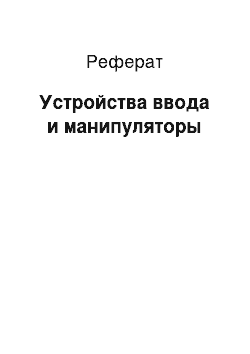 Реферат: Устройства ввода и манипуляторы