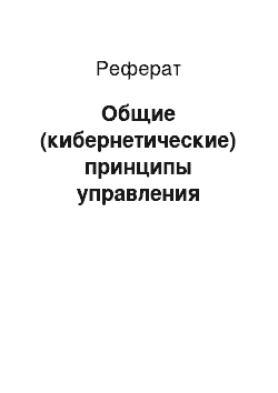 Реферат: Общие (кибернетические) принципы управления