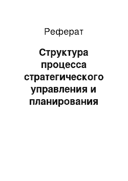 Реферат: Структура процесса стратегического управления и планирования