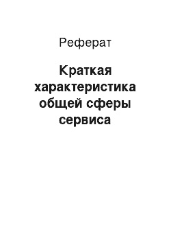 Реферат: Краткая характеристика общей сферы сервиса