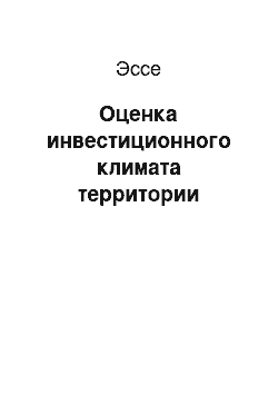 Эссе: Оценка инвестиционного климата территории