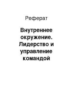 Реферат: Внутреннее окружение. Лидерство и управление командой