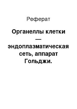 Реферат: Органеллы клетки — эндоплазматическая сеть, аппарат Гольджи. Строение, функции и происхождение